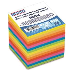 DONAU memo cube refill pad, 90x90x85 mm, neon colored - Notepad