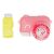 Pink camera-shaped bubble blower with bubble solution