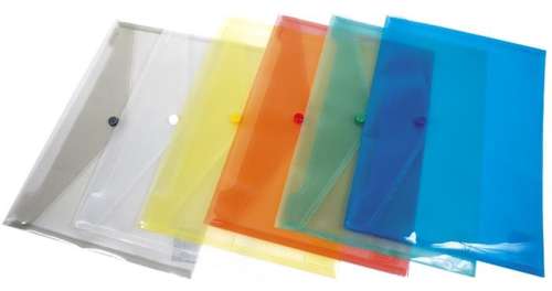DONAU A4 document envelope, transparent, yellow, with button closure