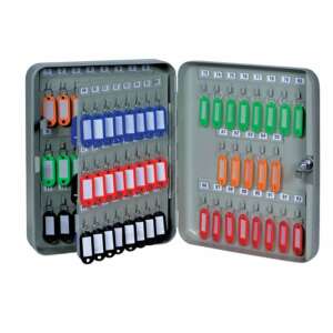 DONAU Schlüsselschrank, 93 Schlüssel, offen, Metall, Schlüsselhaken, nummerierte Etiketten, Sicherheitsverschluss, 2 Schlüssel, wandmontierbar, mit Zubehör - Schlüsselkästen