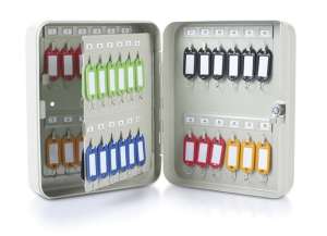 DONAU Schlüsselschrank, 48 Schlüssel, Metall, mit Sicherheitsverschluss, 2 Schlüssel und Etiketten, wandmontierbar, mit Zubehör - Schlüsselkästen