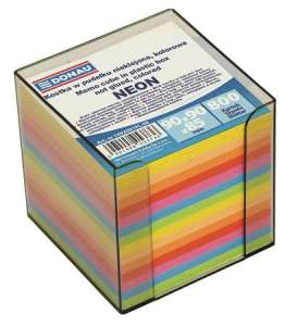 DONAU Note Box with Coloured Paper, 90x90x85 mm, 800 sheets, neon colors - Notepad