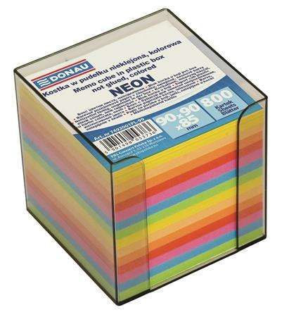 DONAU Note Box with Coloured Paper, 90x90x85 mm, 800 sheets, neon colors