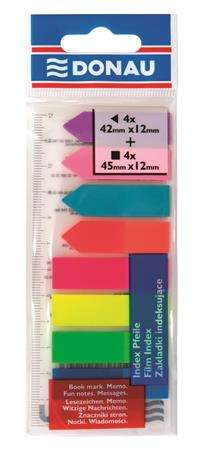 DONAU Etichetă de marcare, plastic, etichetă și formă de săgeată, 8x25 coli, 12x45/42 mm, DONAU, culoare neon