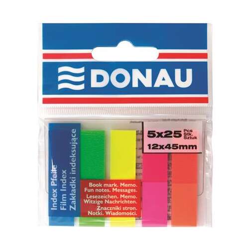 DONAU Etichetă de marcare, plastic, 5x25 coli, 12x45 mm, DONAU, culoare neon