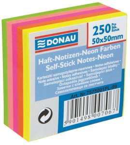 DONAU Haft-Notizen-Neon Farben Self-Stick Notes-Neon, 250 arkuszy, 50x50 mm, kolory neonowe - Notatnik