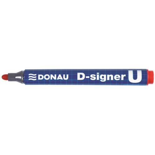 Marker permanentny DONAU D-signer U, czerwony, 2-4 mm, ścięty