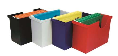 DONAU függőmappa tároló, műanyag, piros, 5 függőmappával, fekete, fehér, kék, zöld