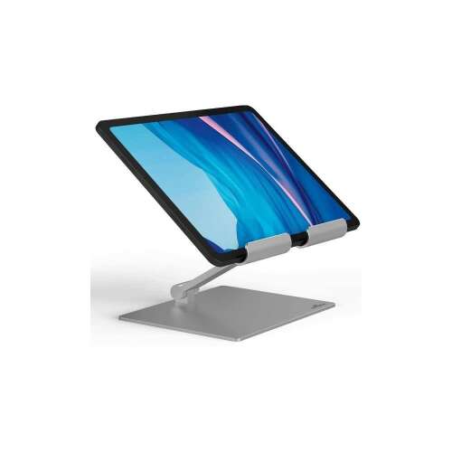 Stojak na tablet Durable RISE srebrny, widok pod kątem