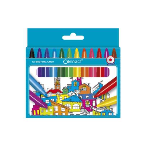 Connect Jumbo 12 Fibre Pens, set of 12 colorful felt tip pens