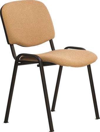 Felicia conference chair with fabric upholstery, black metal frame, drapp color