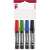 ICO Permanent 12 marker set, 4 colors, 1-4 mm chisel tip, multi-surface marker