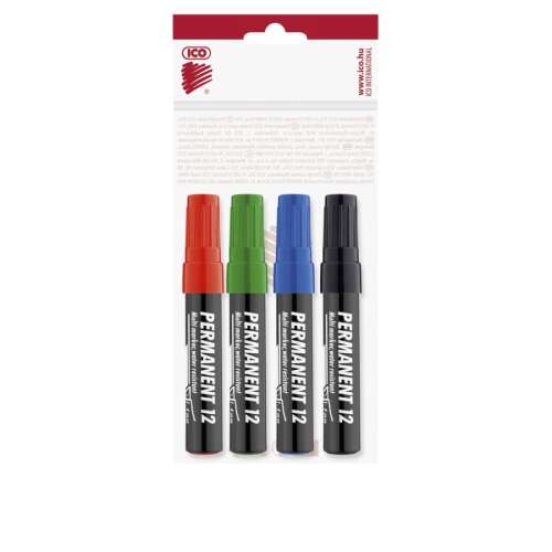 Set de markere cu alcool, 1-4mm, vârf tăiat, Ico 12, 4 culori