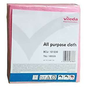 Vileda Professional All Purpose Cloth, pink cleaning cloth, 10 pack - Household wipes