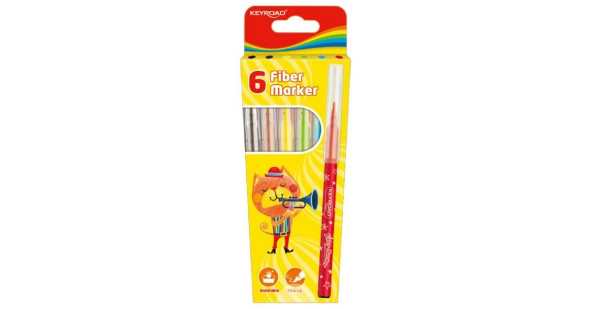 Keyroad Felt-tip Pen Set 2 mm 6 pcs/blister assorted colors 134207731