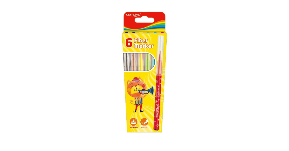 Keyroad Felt-tip Pen Set 2 mm 6 pcs/blister assorted colors 134207731