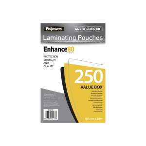 Fellowes Enhance80 A4 80 Mikron Fényes Lamináló Fólia, 250 darabos gazdaságos csomag - Lamináló fólia