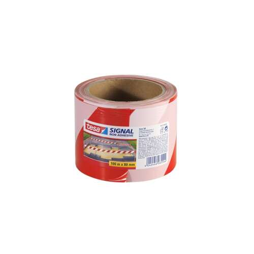 Cord tape 80mmx100m red white Tesa
