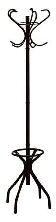 Black metal coat rack with umbrella stand and hat hook, Bistrot model