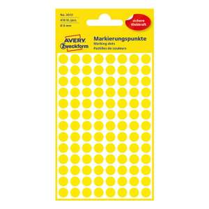 Avery Zweckform sárga kerek címke matricák, 8mm, 416 darab - Avery