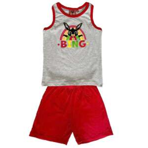 Bing Kids Short Pyjama Set, Grey Tank Top with Bing Character and Rainbow, Red Shorts, 5/6 Years - Bing