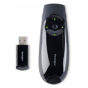 Kensington Wireless Presentation Remote with Green Laser Pointer and USB receiver close up - Presentation Controller