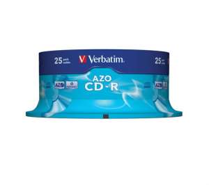 VERBATIM CD-R lemez, Crystal bevonat, AZO, 700MB, 52x, 25 db, hengeren VERBATIM "DataLife Plus"