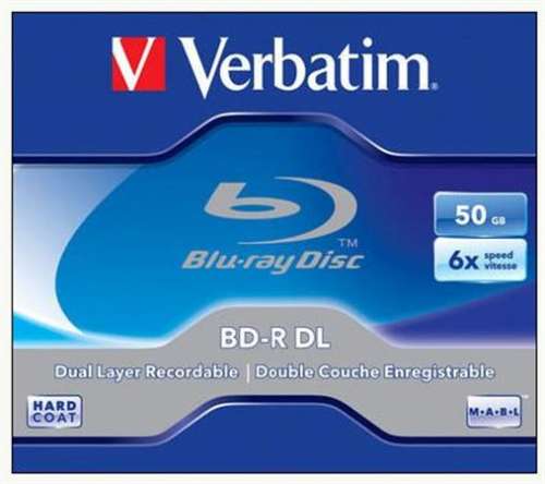 VERBATIM BD-R BluRay disk, dvojvrstvový, 50 GB, 6x, 1 disk, štandardné puzdro, VERBATIM