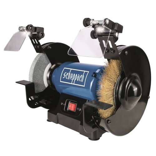Scheppach SM 200 LB Schleifmaschine mit zwei Schleifscheiben und LED-Leuchten
