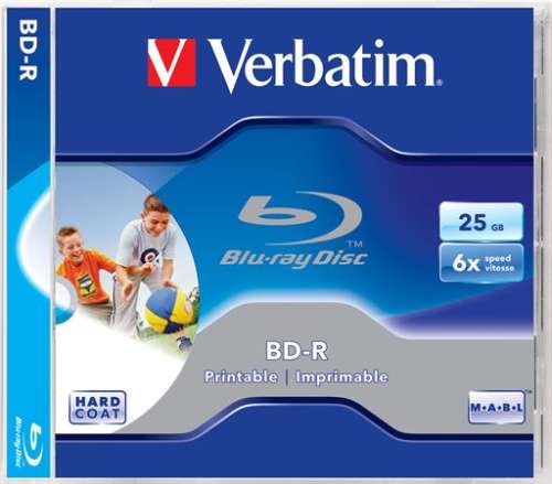 VERBATIM BD-R BluRay Disc, bedruckbar, 25GB, 6x, 1 Stk., Standardhülle, VERBATIM