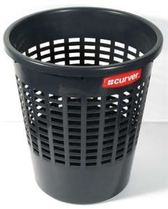 CURVER black plastic trash can with grid pattern