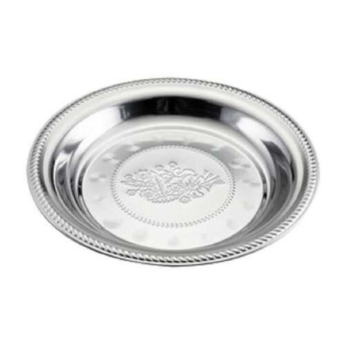 Victor stainless steel round tray with Thai flower pattern, 25 cm