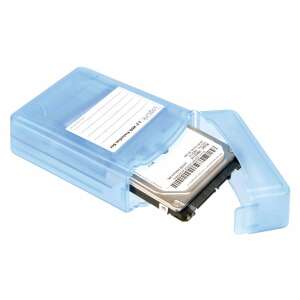 LogiLink 2.5 inch HDD Protection Box, blue, open, with hard drive inside - Logilink External Hard Drive Enclosure