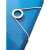 LEITZ A4 blue elastic folder with white elastic band and round closure, close-up of the closure
