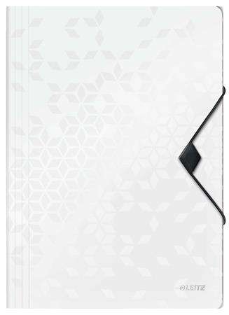 LEITZ Wow A4 elastic folder, white, with geometric pattern