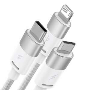 Cablu Baseus StarSpeed 3 în 1 USB cu conectori USB-C, micro USB și Lightning, alb - Cabluri Lightning