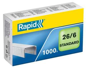 Capse Rapid 26/6 Standard, 1000 bucăți, galvanizate, pentru capsatoare - Rapid Capse