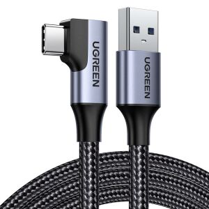 USB-USB-C kábel, ferde UGREEN US385, 3A, 1m, fekete (20299)