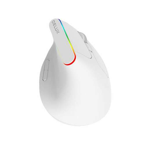 Delux M618C Vezeték nélküli függőleges egér, fehér, RGB háttérvilágítással, 2.4G, 1600DPI