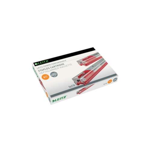 Leitz tűzőkapocs patron nagykapacitású tűzőgépekhez, piros, 12 mm, 5x210 tűzőkapocs - Irodaszer