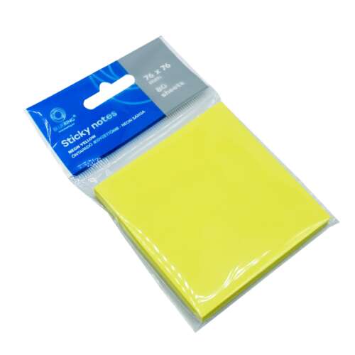 Sticky note pad, 76x76mm, 80 sheets, Bluering® , neon yellow