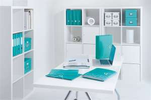 LEITZ Előrendező, A4, 12 részes, műanyag, LEITZ "Wow", jégkék