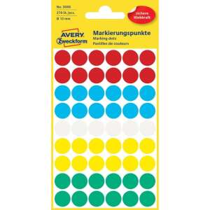 Avery Zweckform 12mm round dot stickers in red, blue, yellow, and green - Label sticker