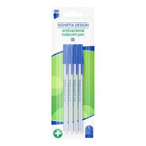 ICO Signetta Design antibacterial ballpoint pen, blue ink, 4 pack - Pen & Pencil