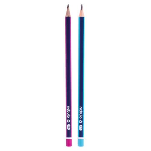 Nebulo 2B Bleistift, blau und rosa