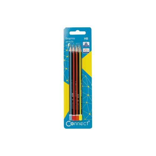 Creion de grafit HB, triunghiular, Connect 4 buc/blister