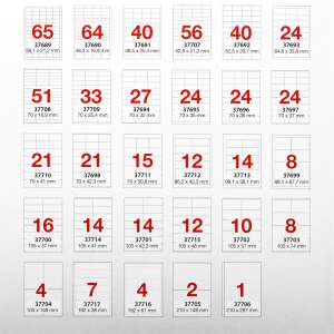 a-series címke lap, különböző méretek, 70x25,4mm, 33 címke/lap - A-series