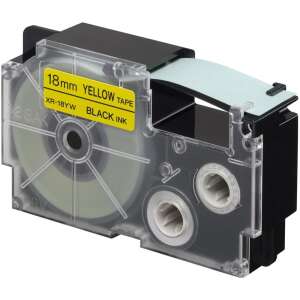 Cartuș cu bandă de etichete galbenă Casio XR-18YW1 de 18 mm cu cerneală neagră - Casio