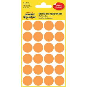 Avery Zweckform orange runde Etiketten, 18 mm Durchmesser, 96 Etiketten pro Packung - Avery