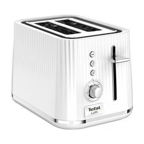 Tefal Loft White Toaster, 2-Slice Toaster for Bread, Bagels, and Pastries